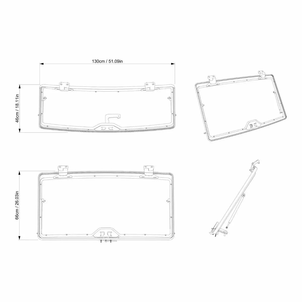 FLIP PLASTIC WINDSHIELD HARDCOATED ASSY